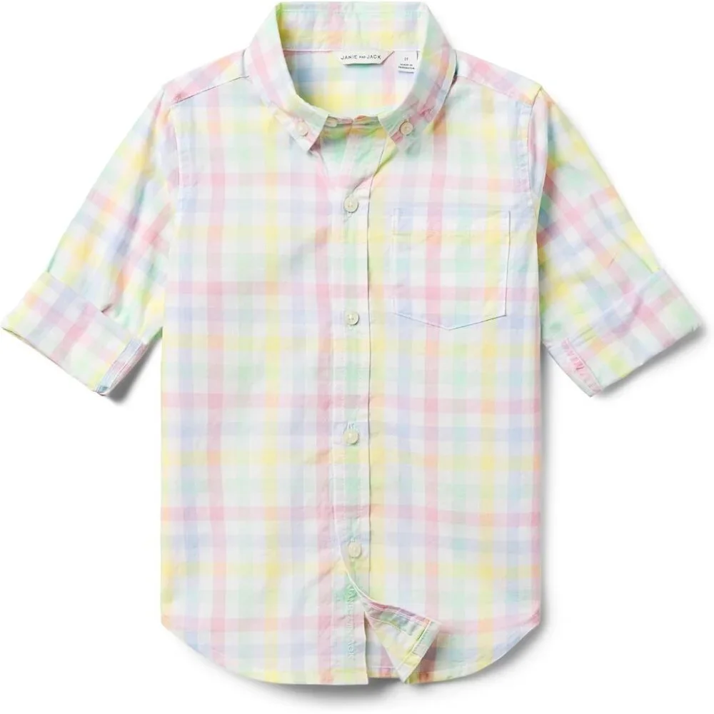 Janie and Jack Spring Plaid Button Down Boys Shirt - Picture 3 of 3